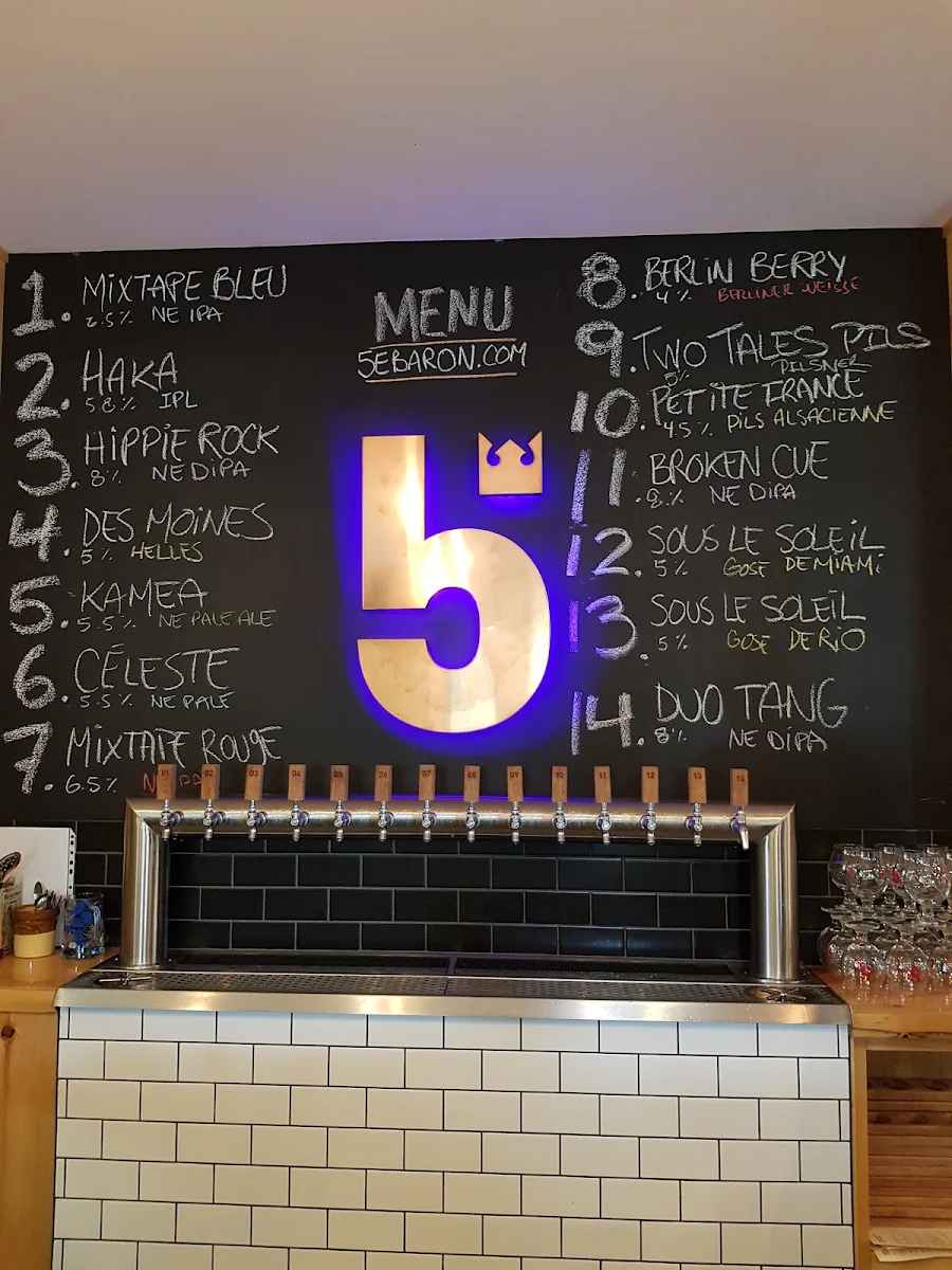 Menu, 5e Baron - Microbrasserie