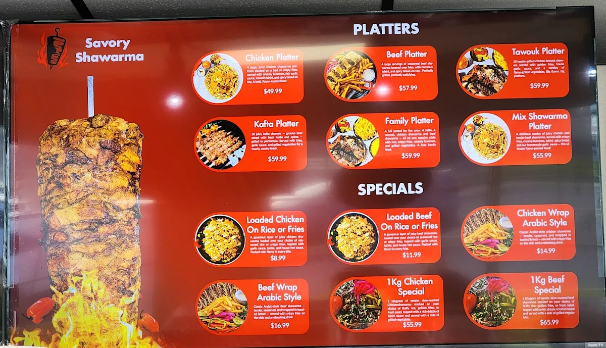 Menu, Savory Shawarma