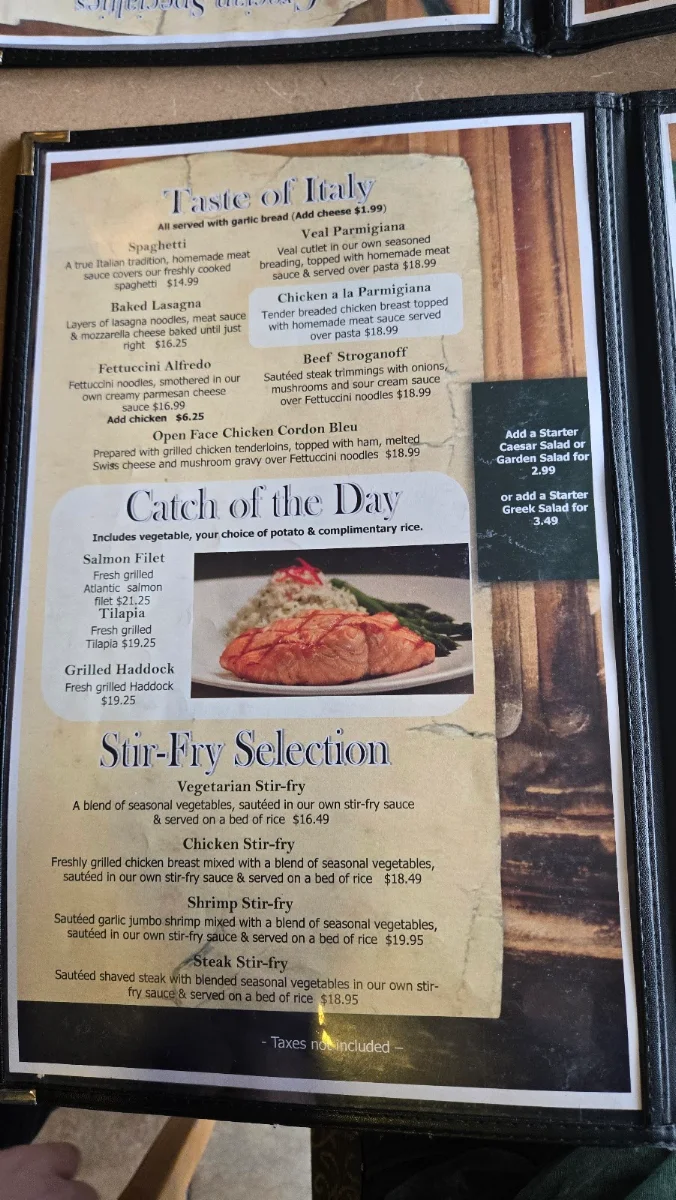 Menu, Omega Family Restaurant
