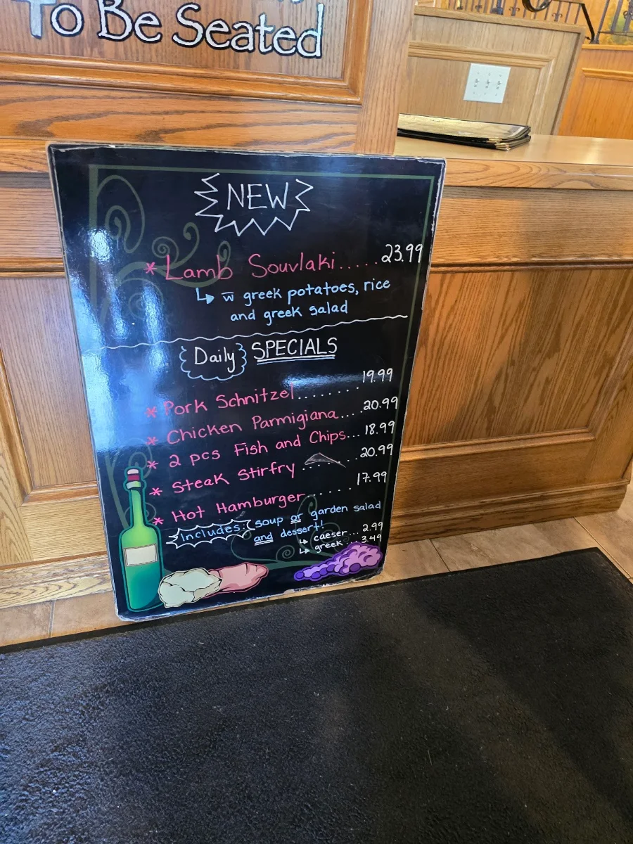Menu, Omega Family Restaurant