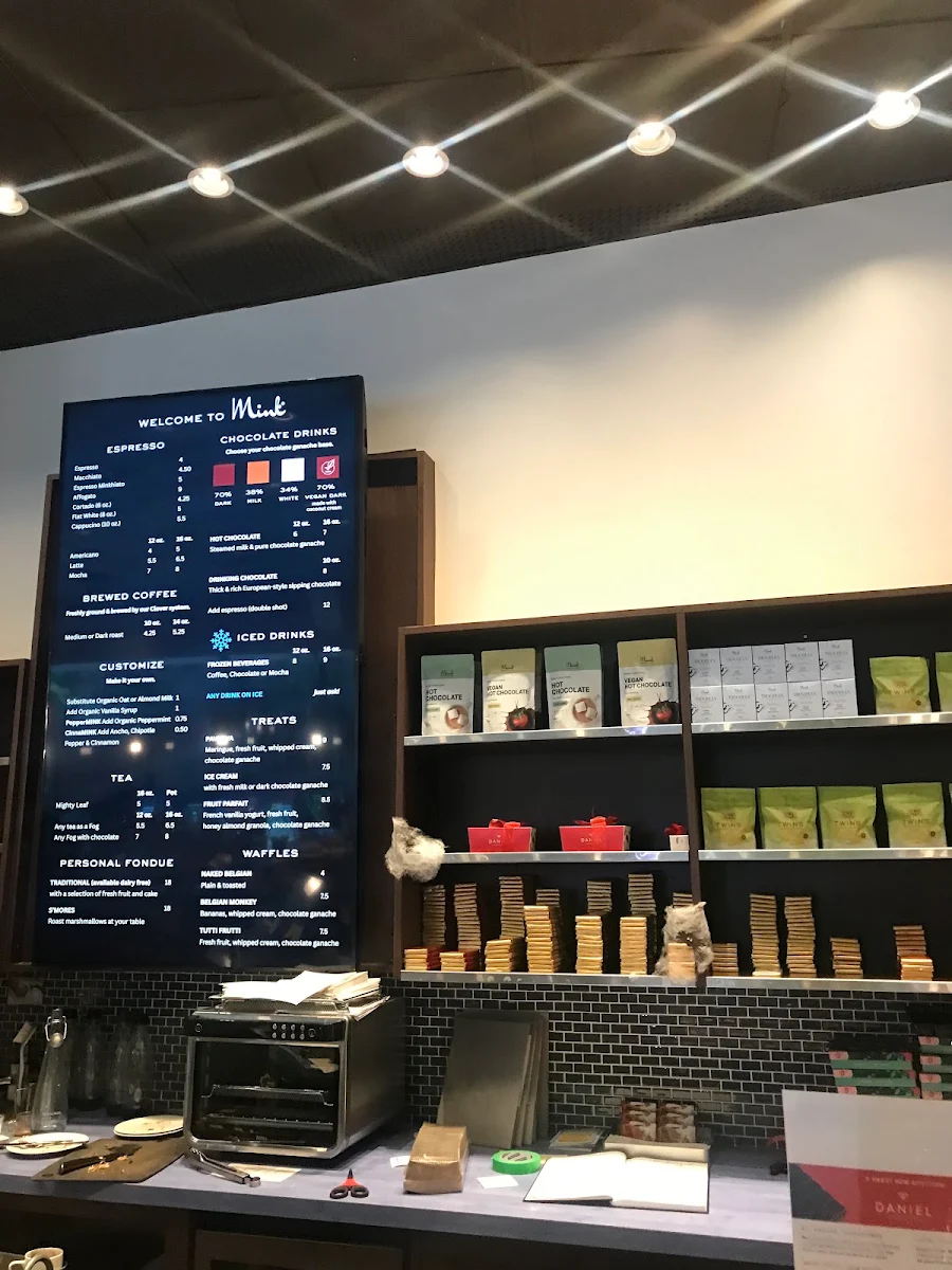 Menu, Mink Chocolates Cafe