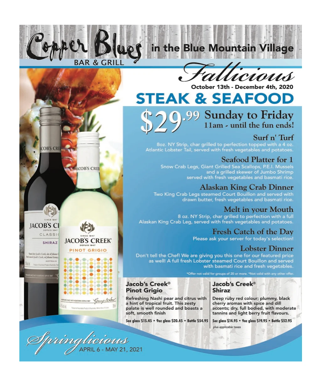 Menu, Copper Blues