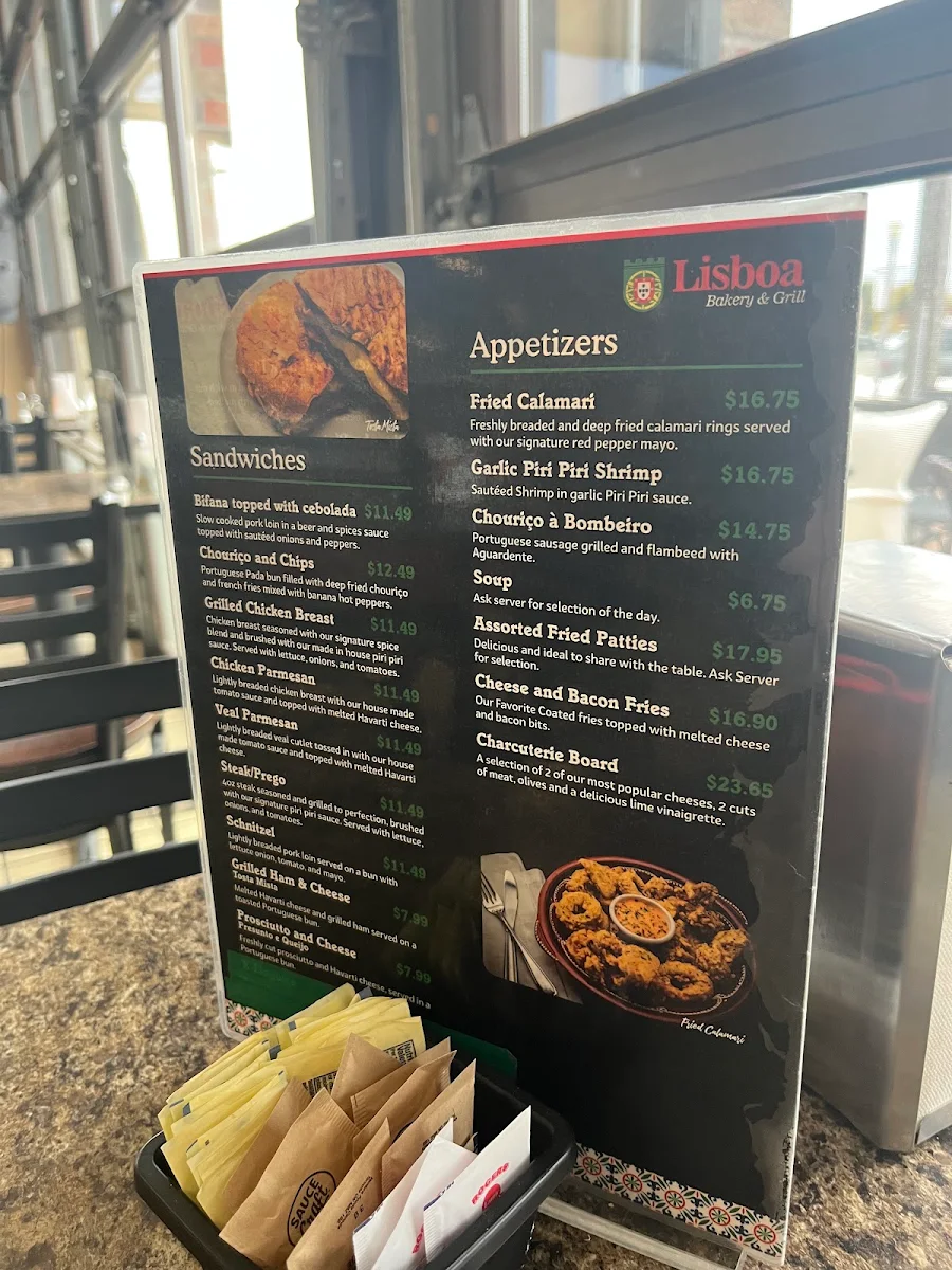 Menu, Lisboa Bakery & Grill