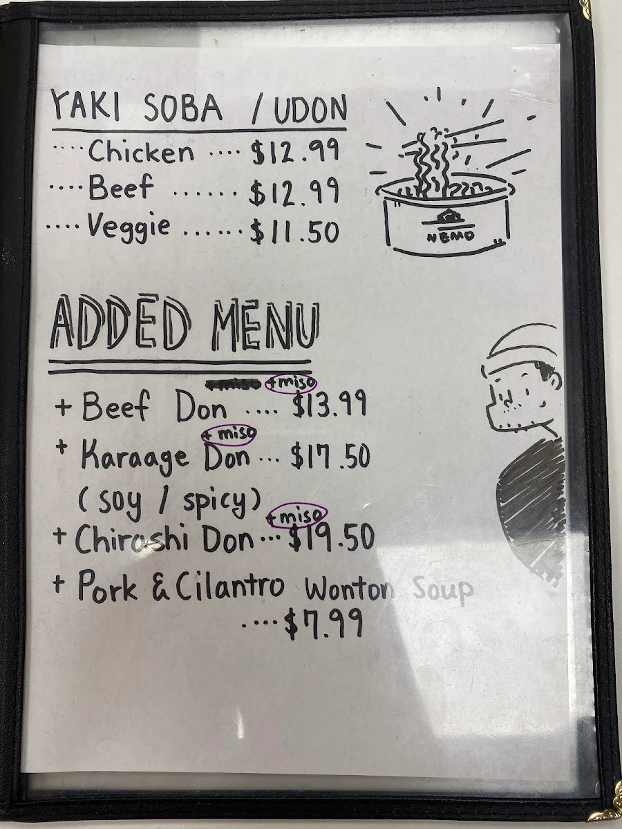 Menu, Nemo Sushi To Go Nanaimo