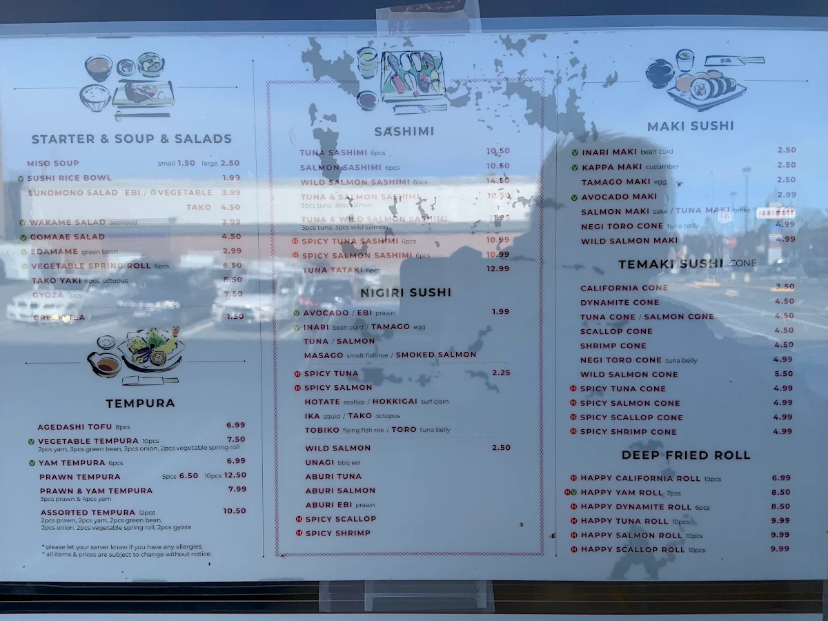 Menu, Nemo Sushi To Go Nanaimo
