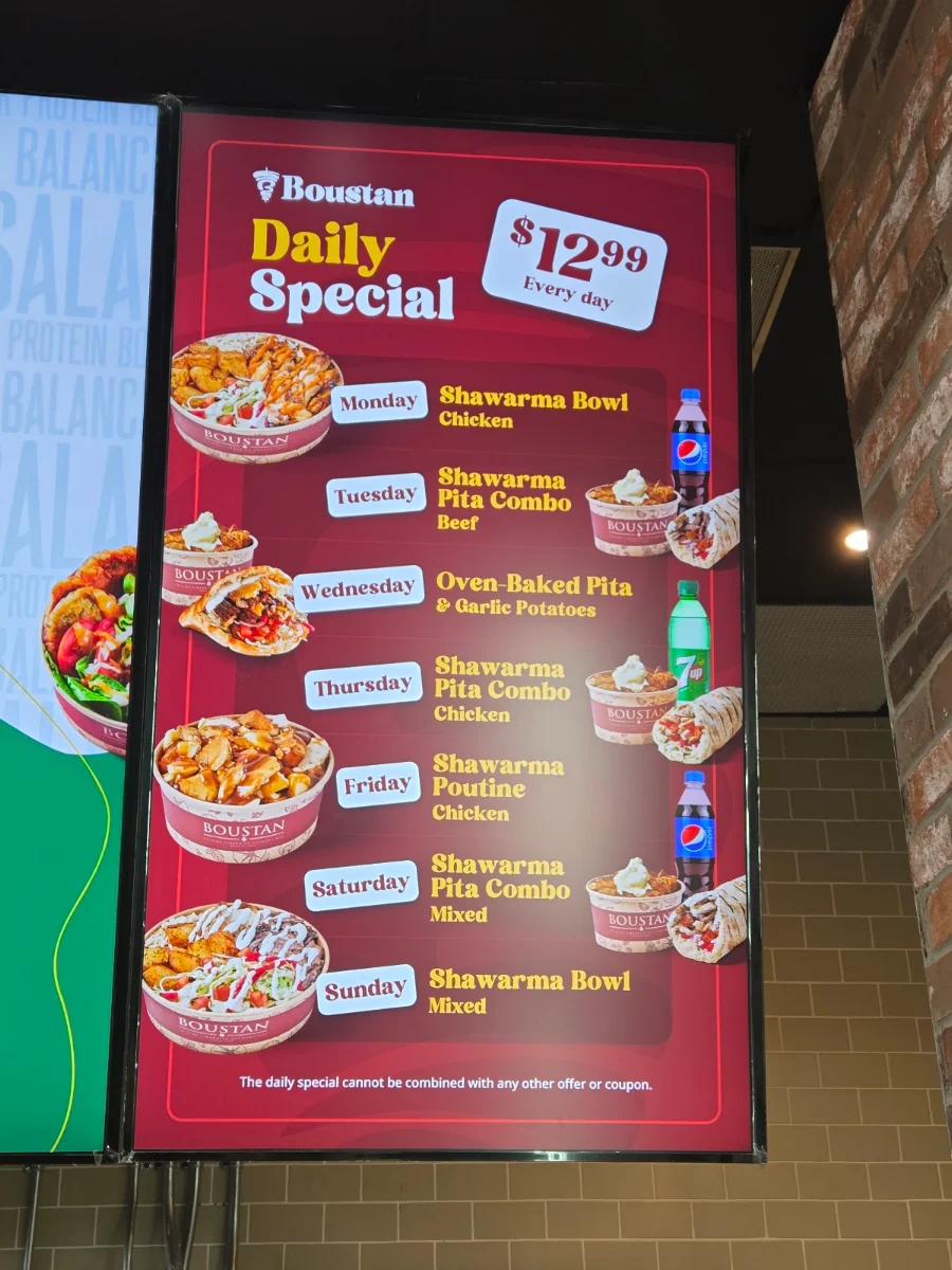 Menu, Restaurant Boustan