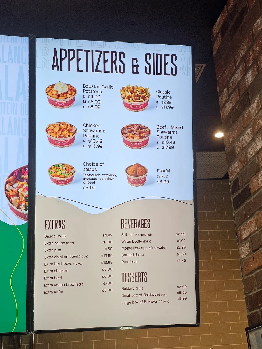Menu, Restaurant Boustan