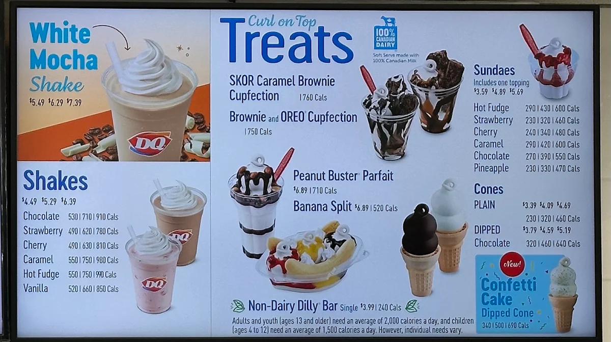 Menu, Dairy Queen Grill & Chill