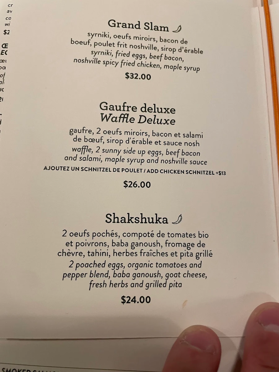Menu, Arthurs Nosh Bar