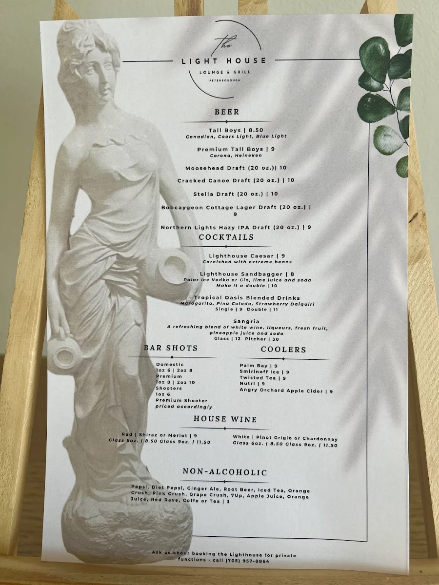 Menu, Light House Lounge & Grill