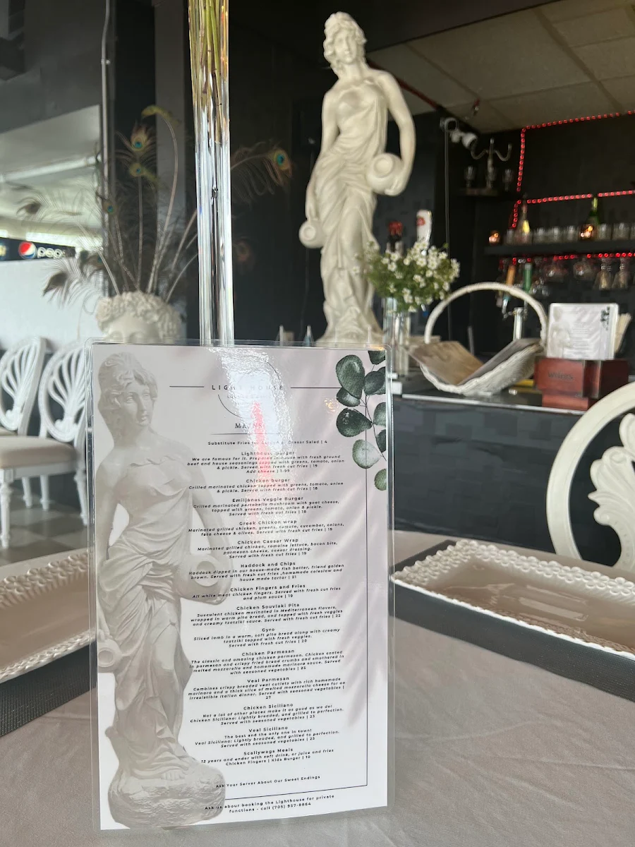 Menu, Light House Lounge & Grill