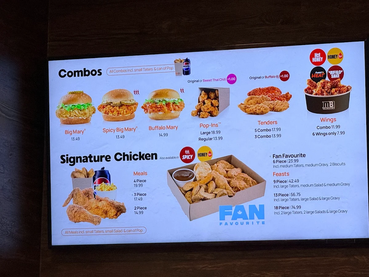 Menu, Mary Brown's Chicken