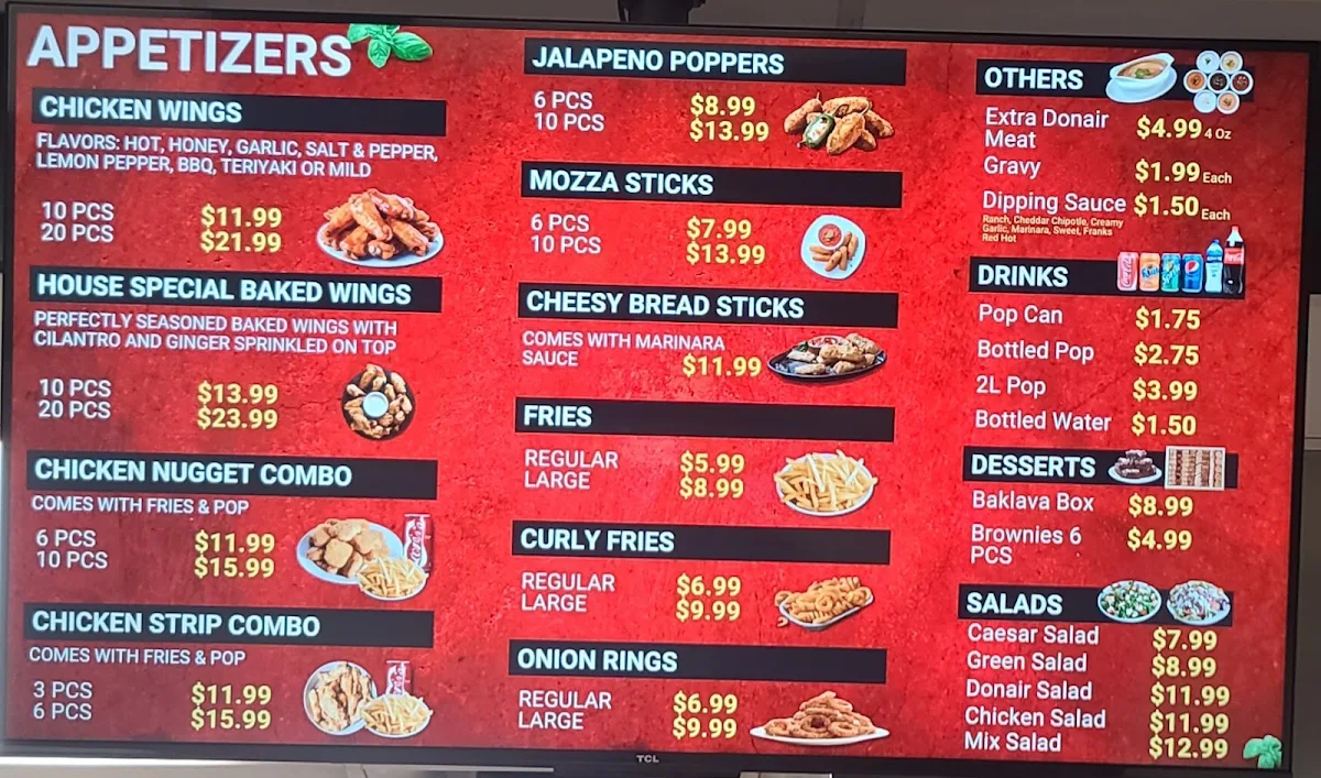Menu, Donair & Pizza Lover