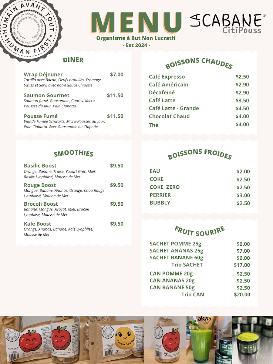 Menu, La Cabane Citipouss OBNL Et Les Fermes Citipouss