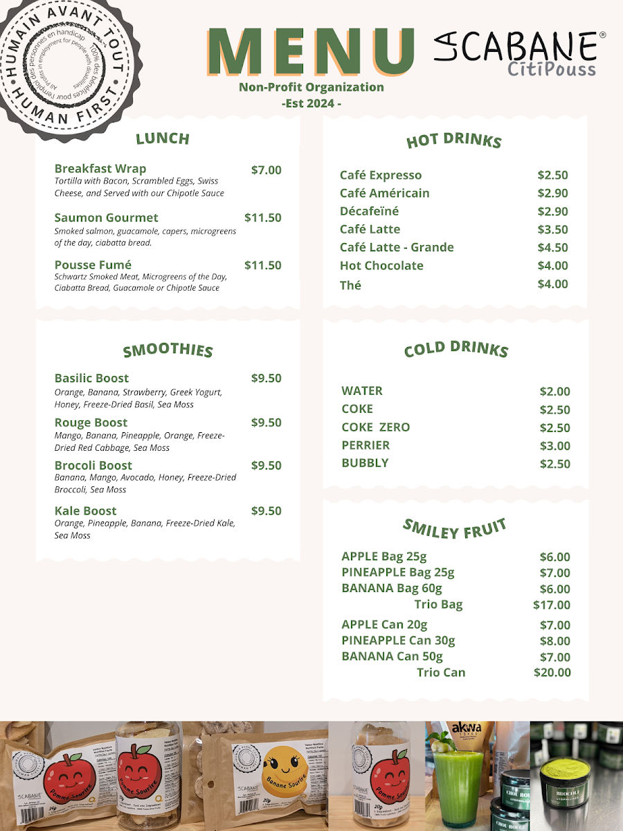 Menu, La Cabane Citipouss OBNL Et Les Fermes Citipouss