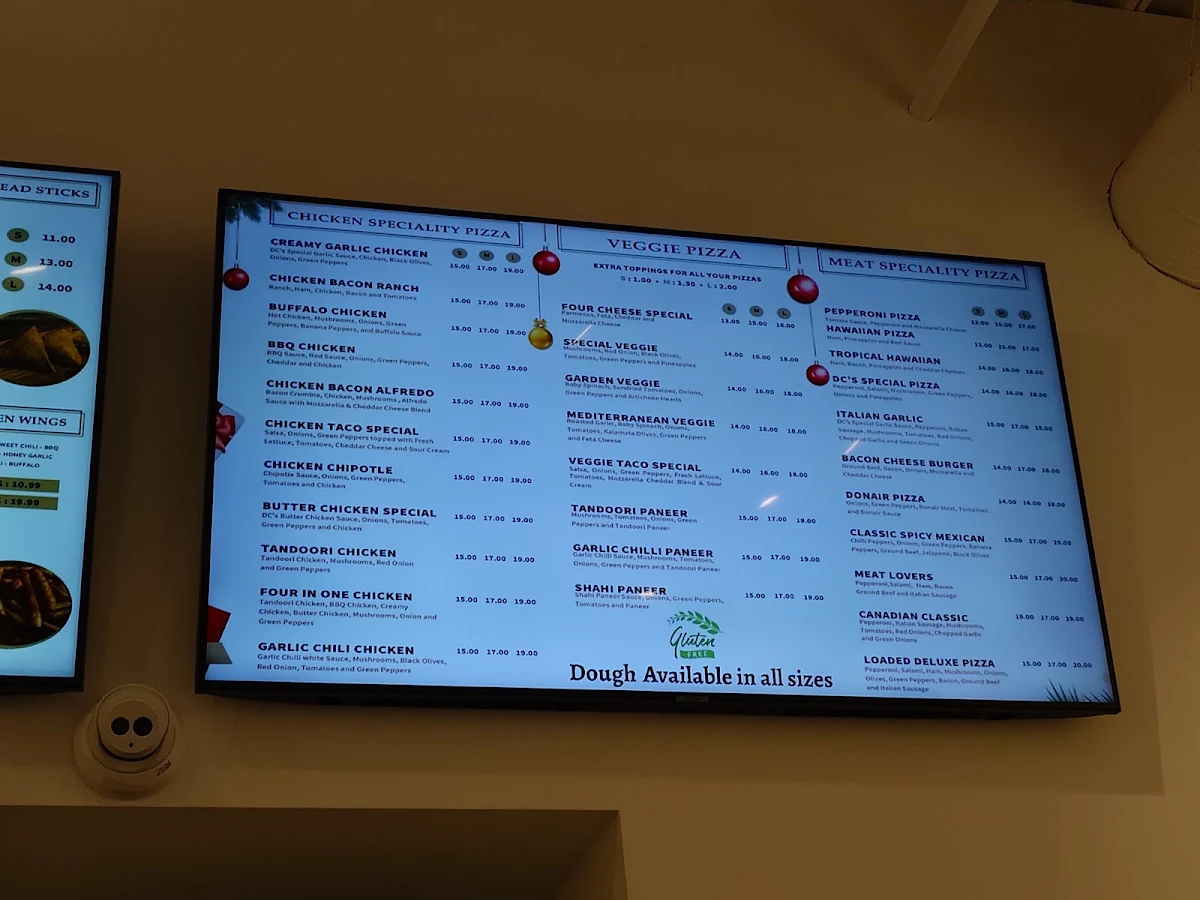Menu, DC Pizza & Rolled Ice Cream & Dc Indian Flavour Indian Take out and pizza