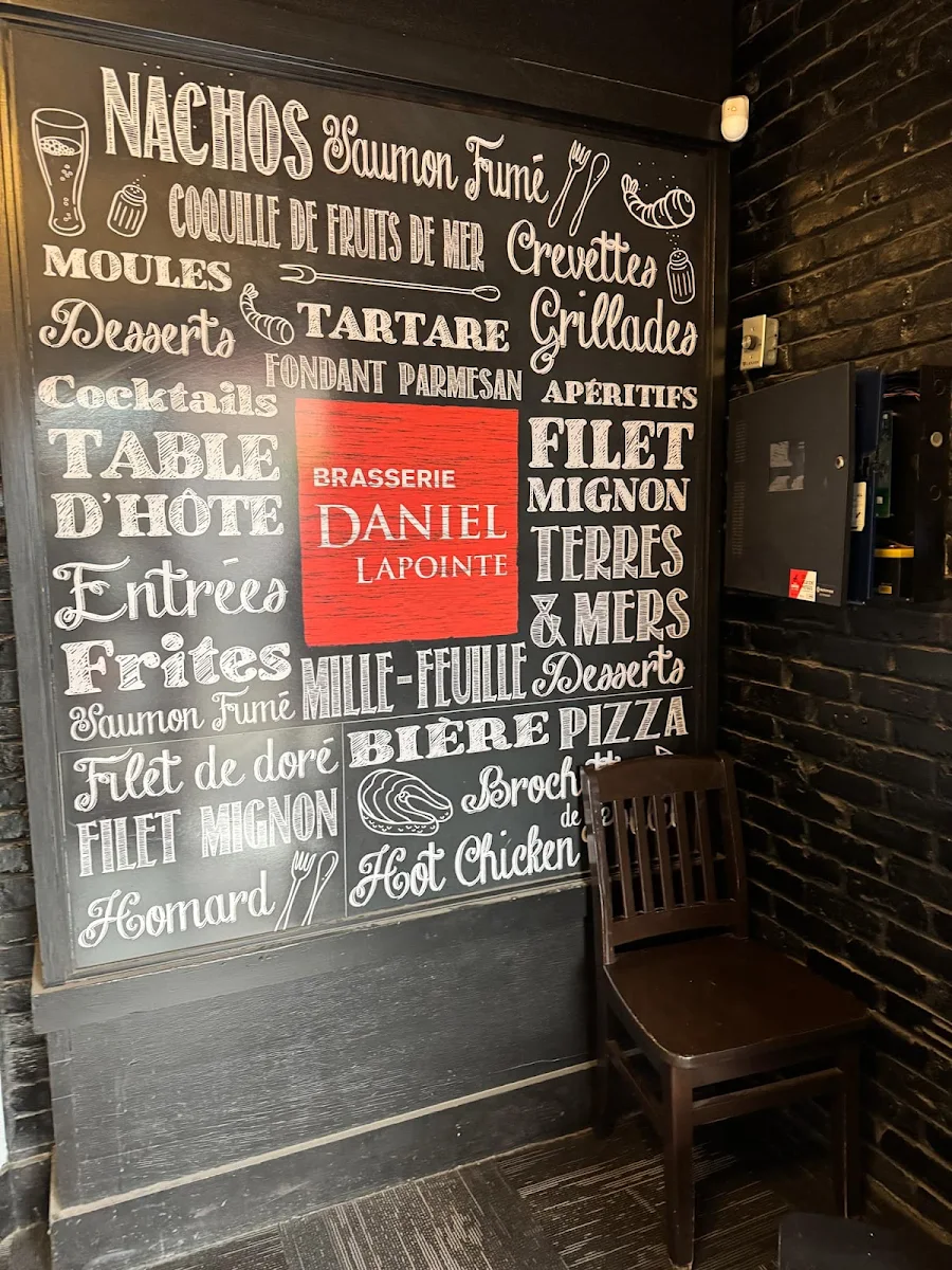 Menu, Brasserie Daniel Lapointe
