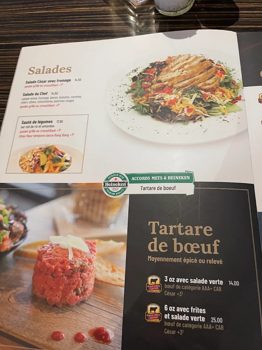 Menu, Brasserie Daniel Lapointe