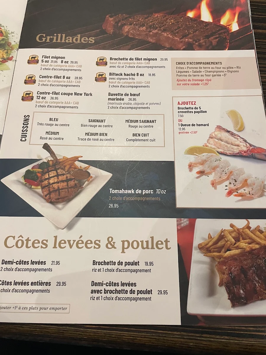 Menu, Brasserie Daniel Lapointe
