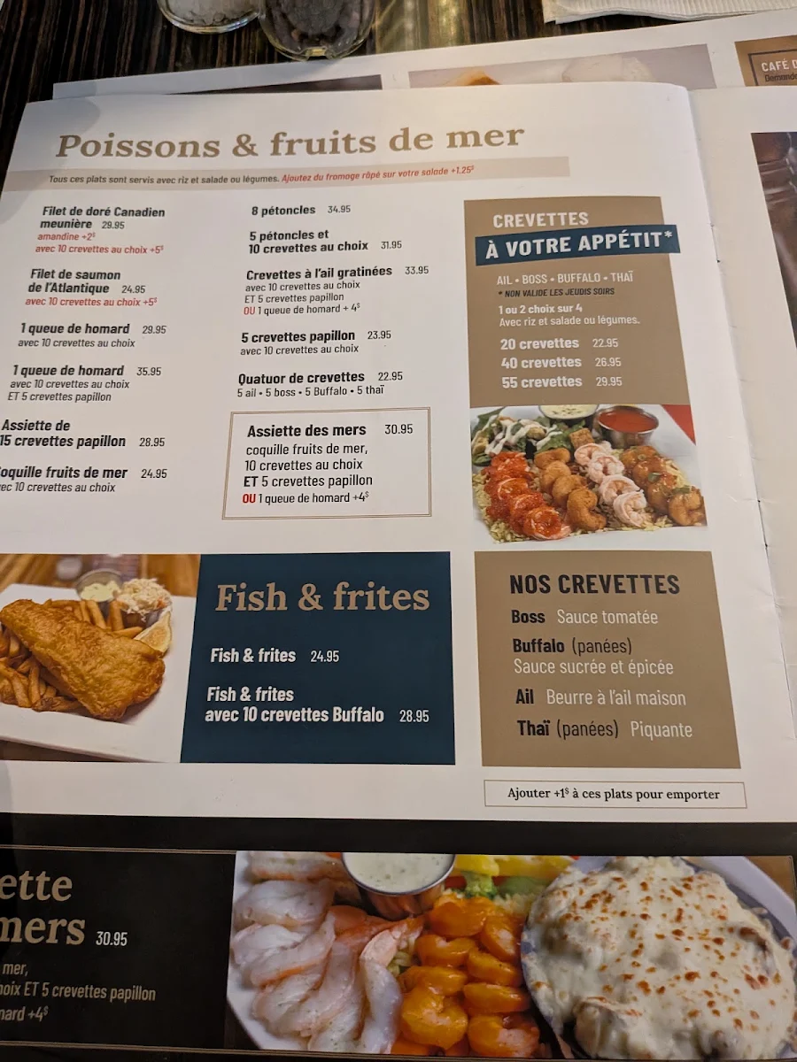 Menu, Brasserie Daniel Lapointe