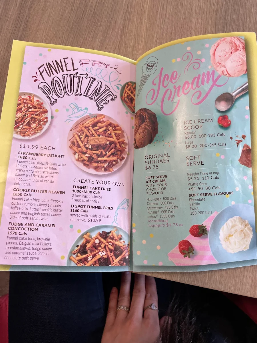 Menu, D Spot Desserts Burlington