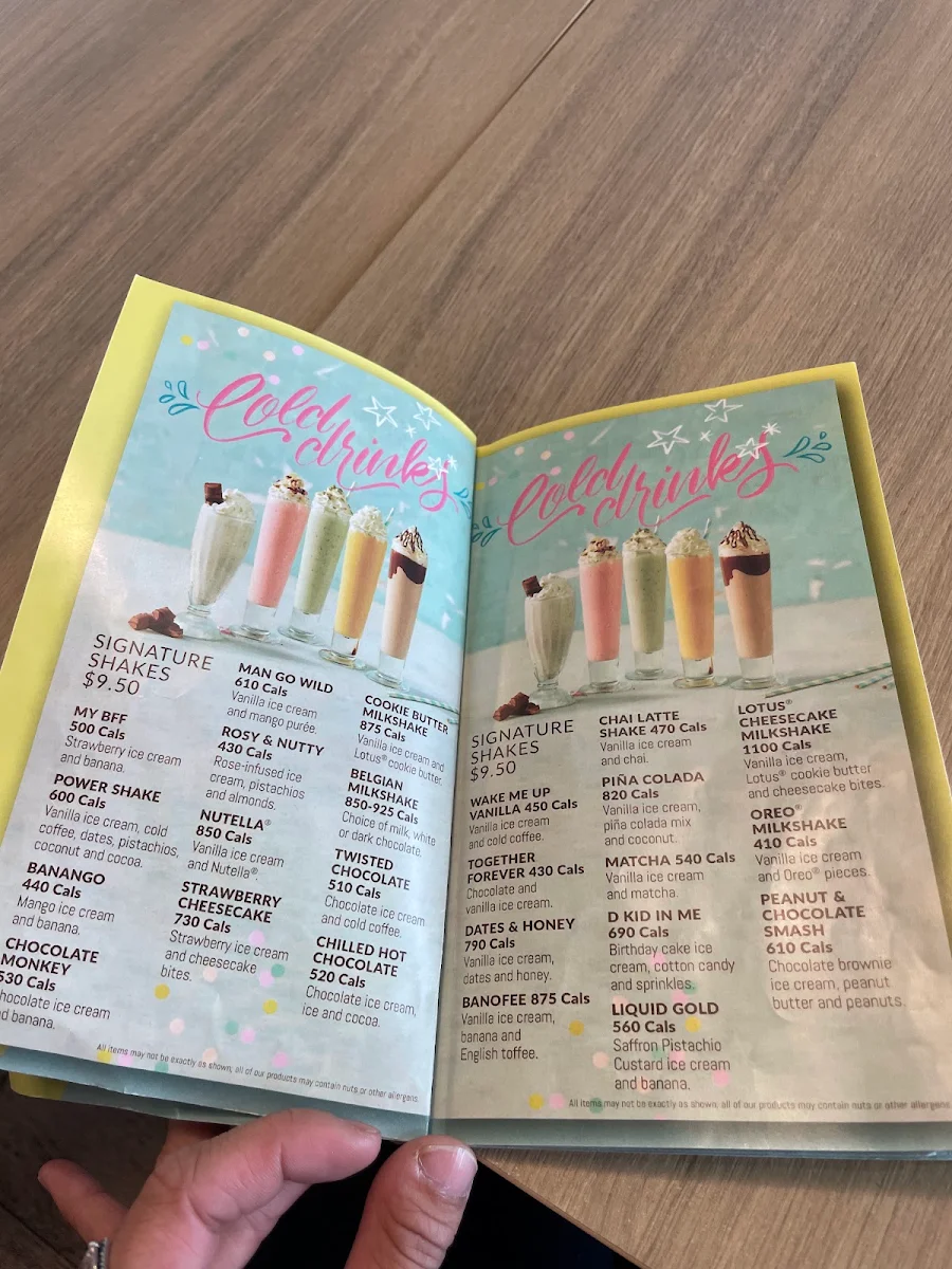 Menu, D Spot Desserts Burlington