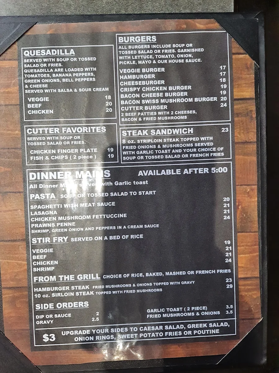 Menu, The Woodcutter Lounge