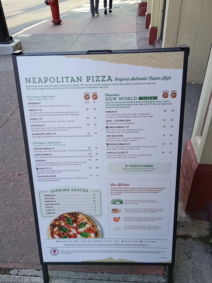 Menu, Famoso Italian Pizzeria - Market Square