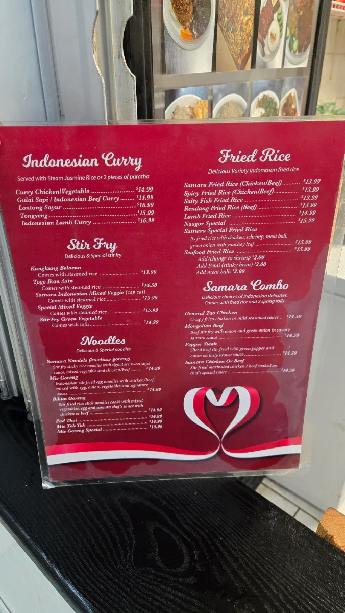 Menu, Samara Kitchen