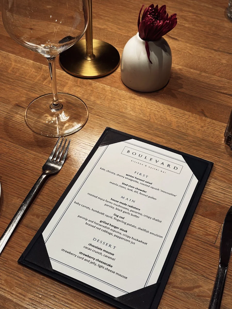 Menu, Boulevard Kitchen & Oyster Bar