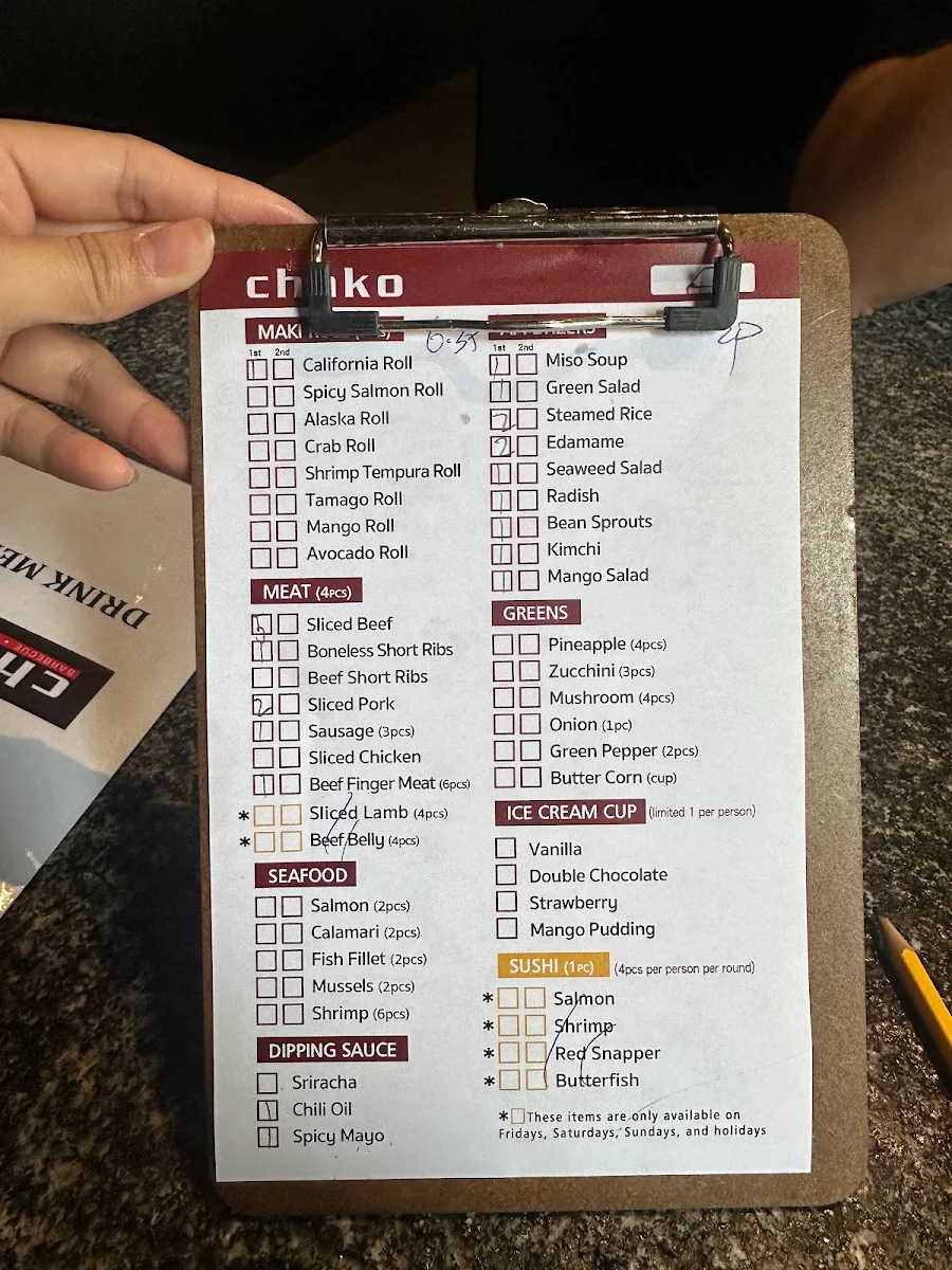 Menu, Chako Vaughan