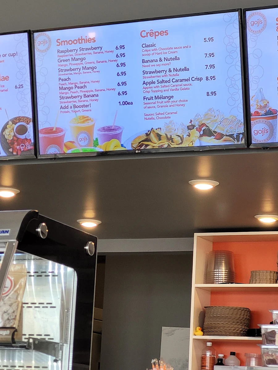 Menu, goji's Neighbourhood Treatery