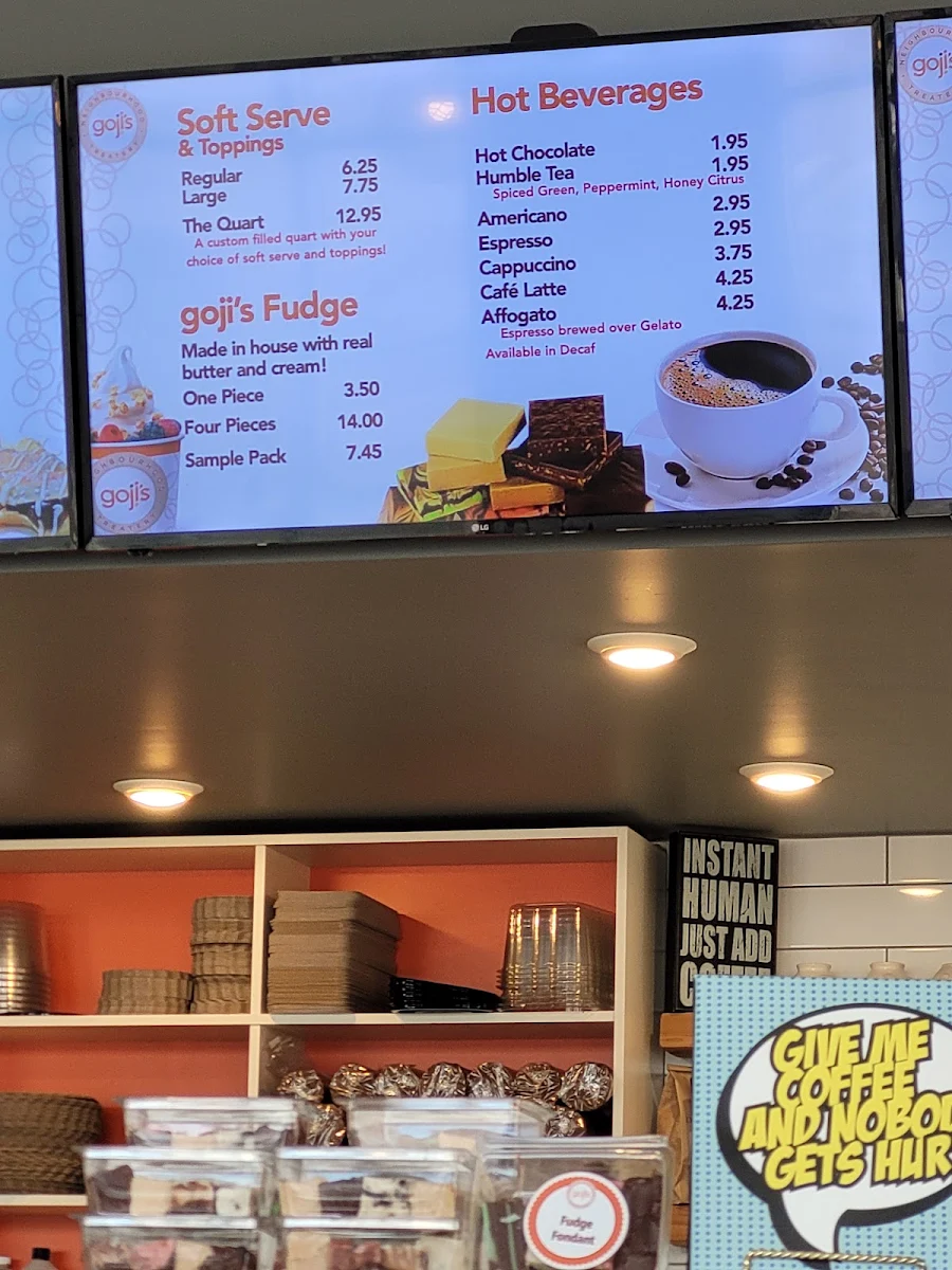 Menu, goji's Neighbourhood Treatery
