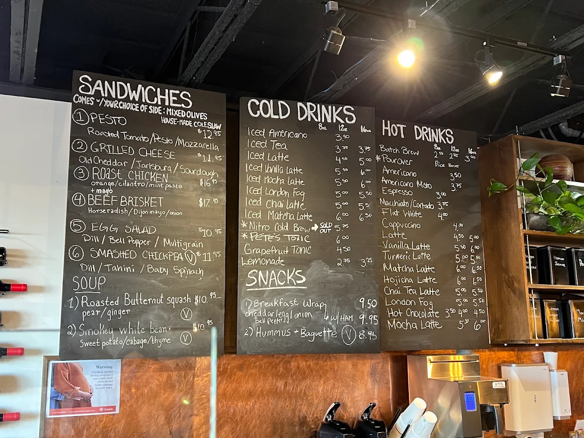 Menu, Metropolis Mercantile + Café