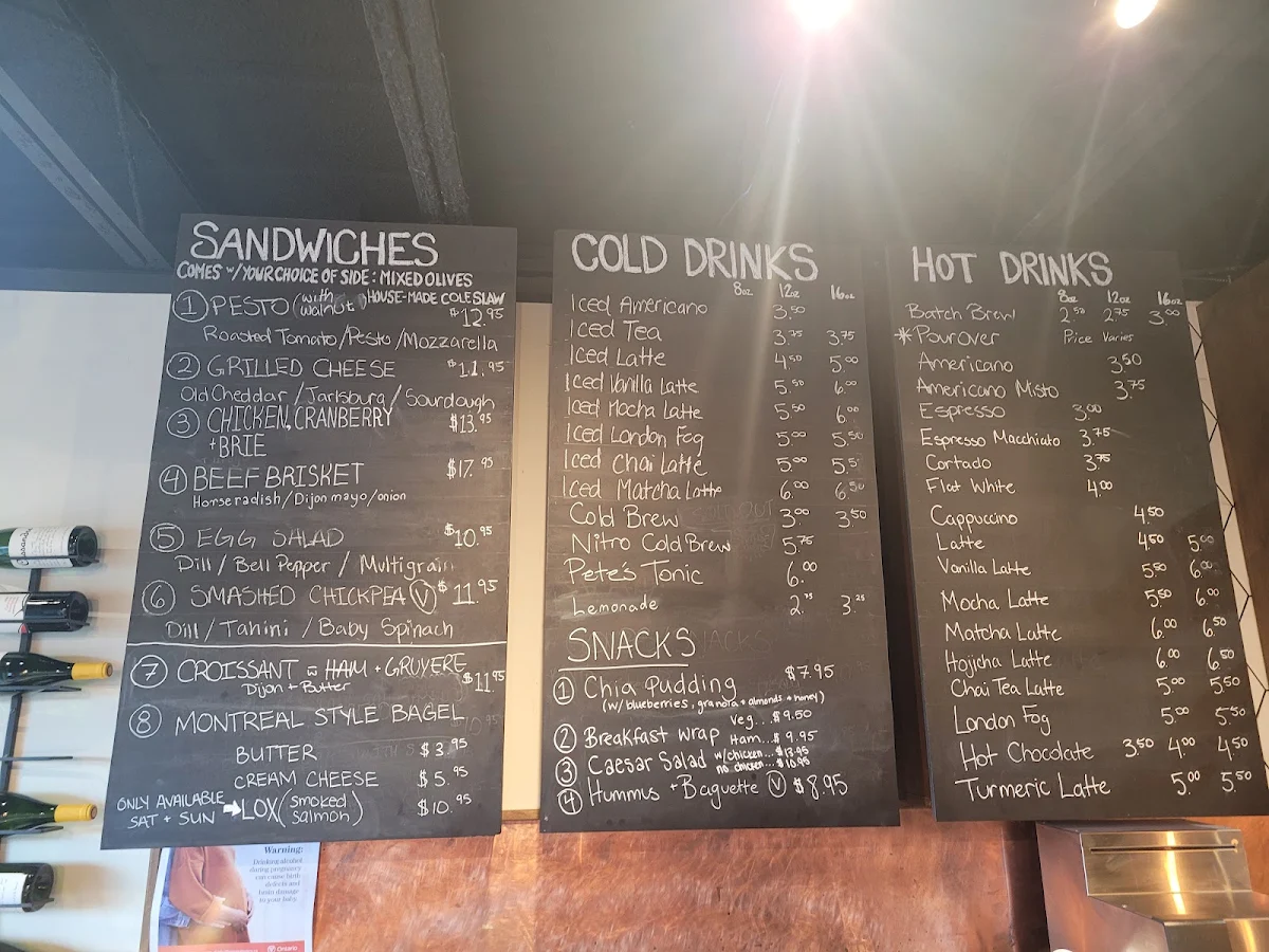 Menu, Metropolis Mercantile + Café