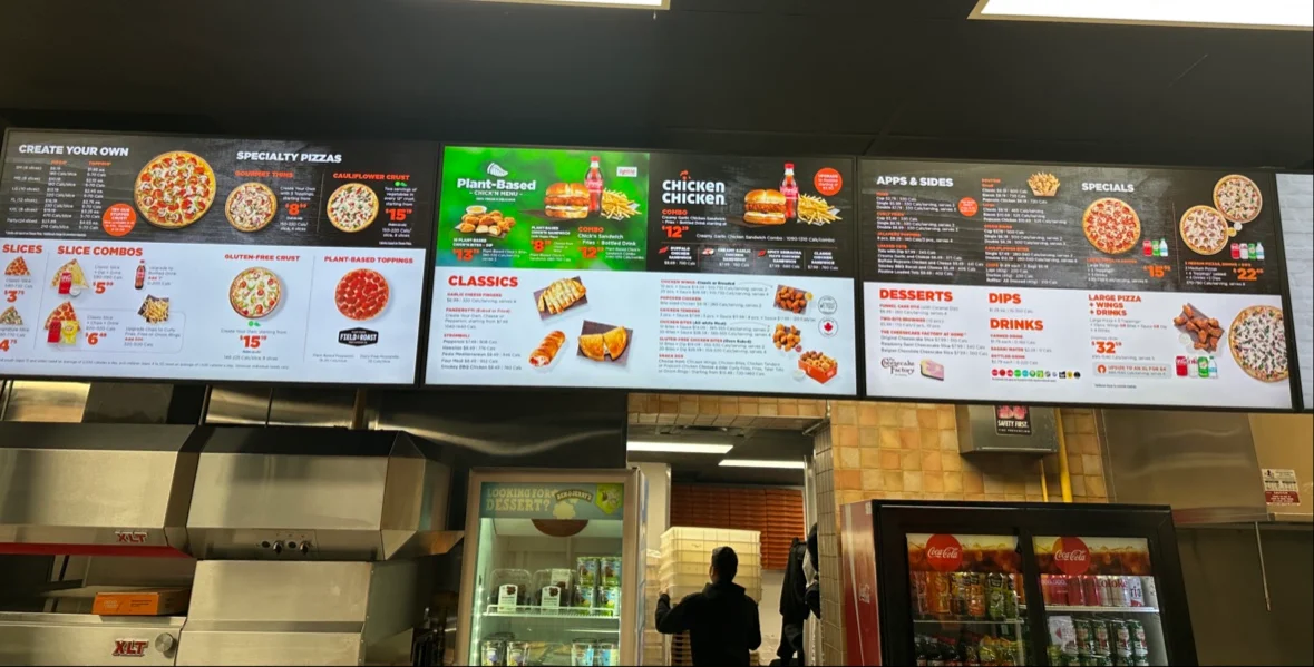 Menu, Pizza Pizza