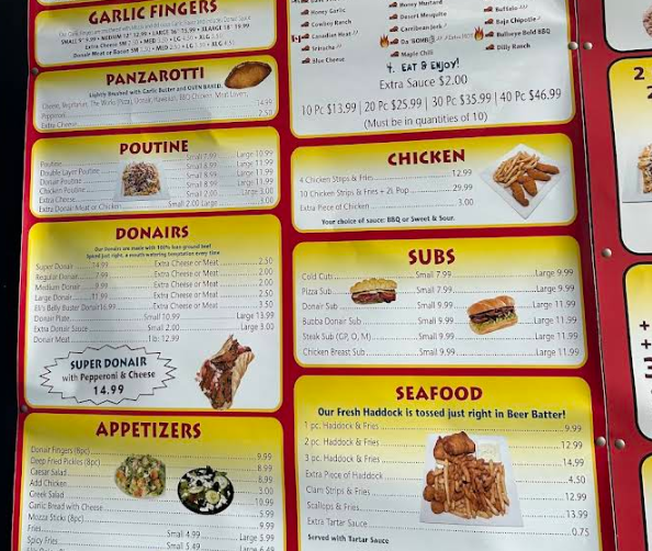 Menu, Eli's Pizzeria