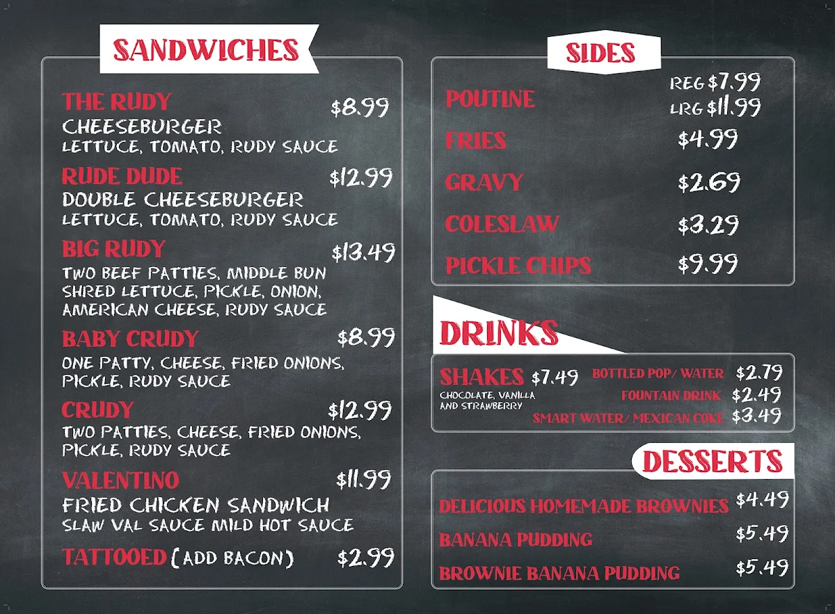 Menu, RUDY