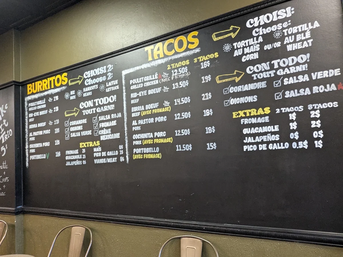 Menu, TACOS MAYA
