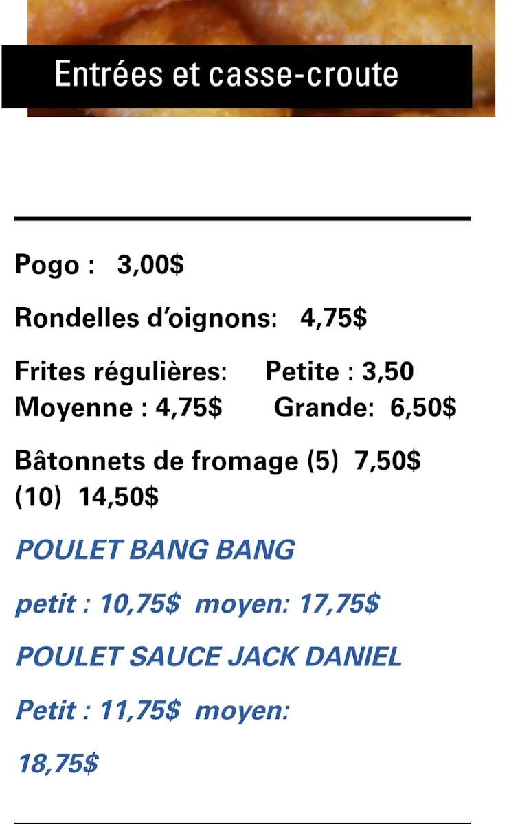 Menu, Simplement Marie
