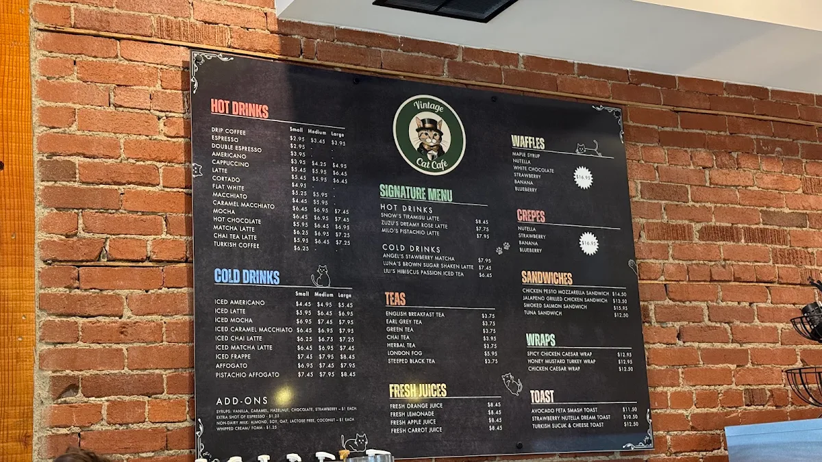 Menu, Vintage Cat Cafe Toronto