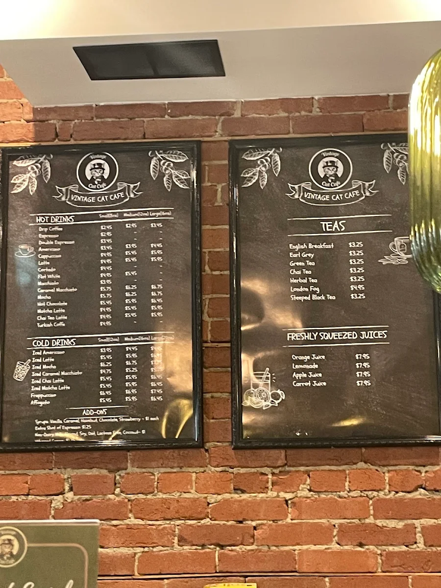 Menu, Vintage Cat Cafe Toronto