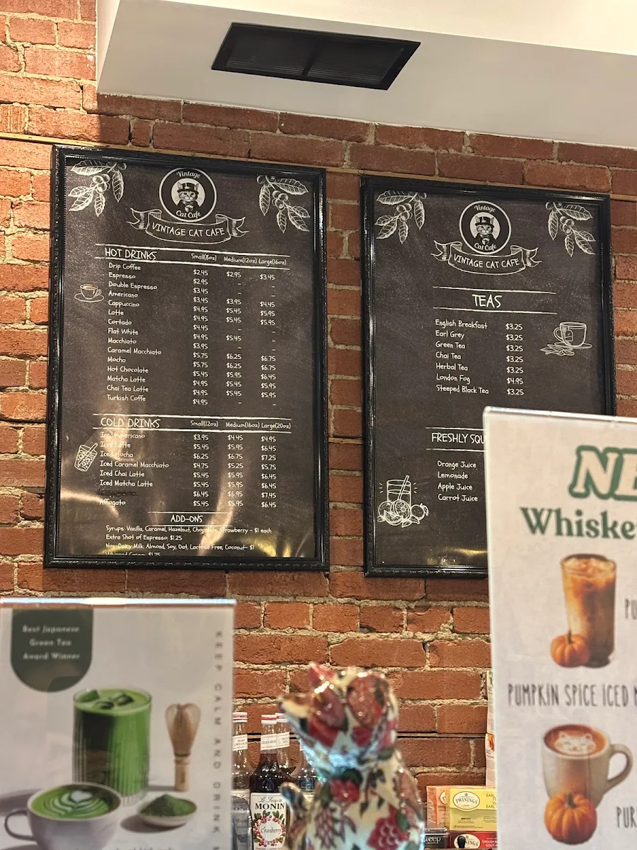 Menu, Vintage Cat Cafe Toronto