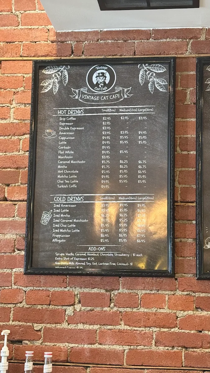 Menu, Vintage Cat Cafe Toronto