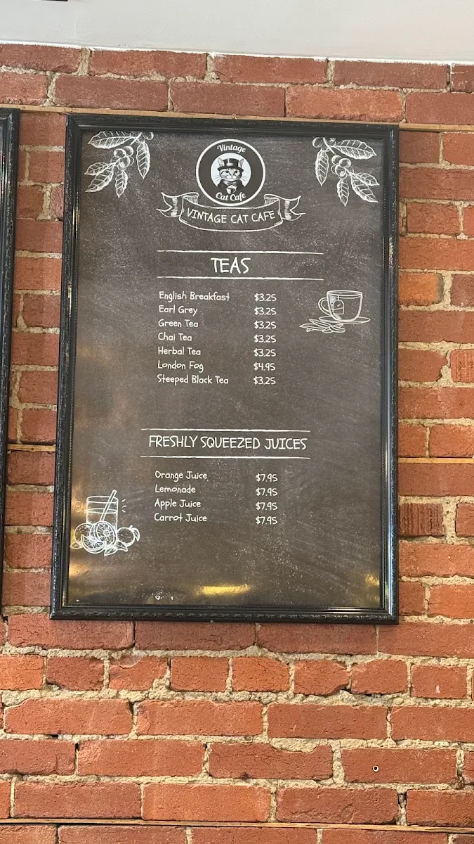 Menu, Vintage Cat Cafe Toronto