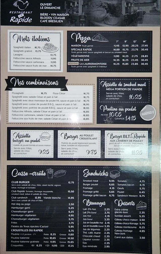 Menu, Restaurant Le Rapide