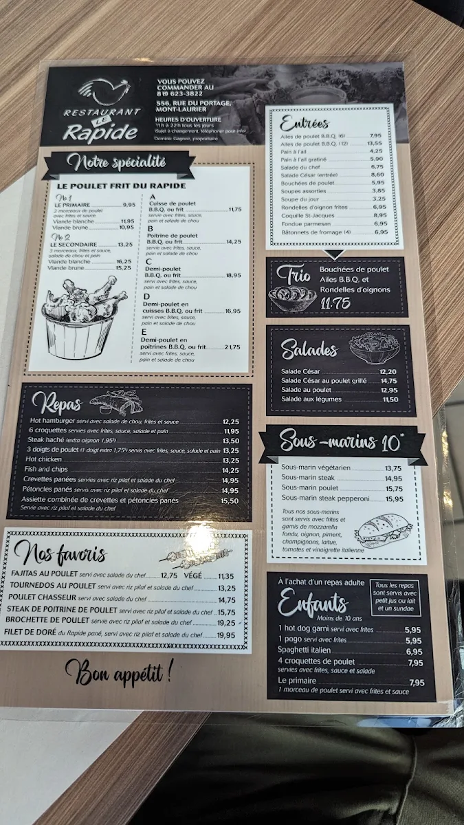 Menu, Restaurant Le Rapide
