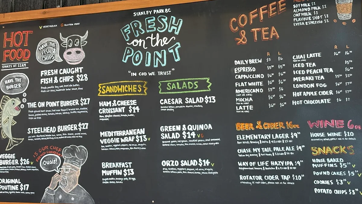 Menu, Prospect Point Café