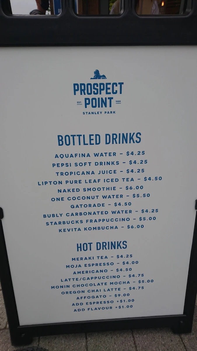 Menu, Prospect Point Café