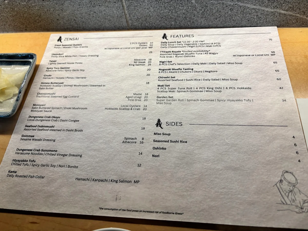 Menu, Sushi Hil